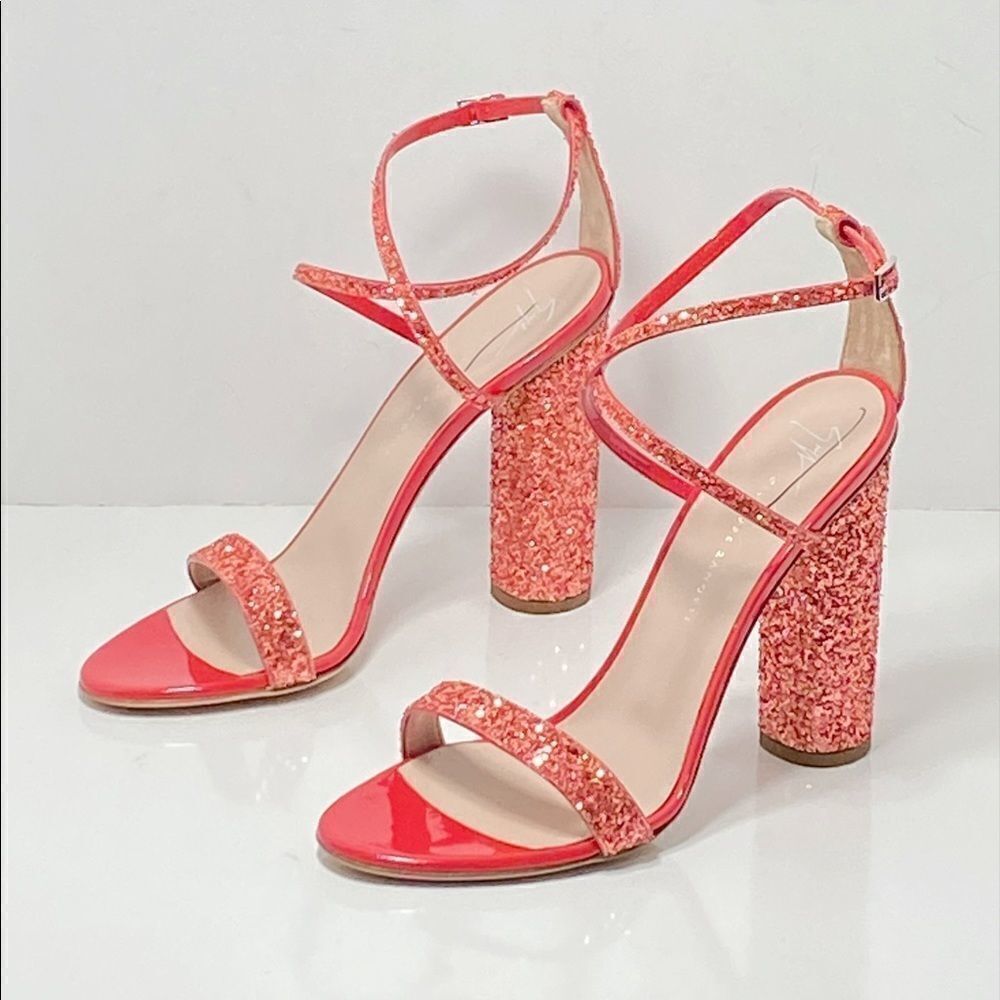 Giuseppe Zanotti Block-Heel Glitter Sandals size 38